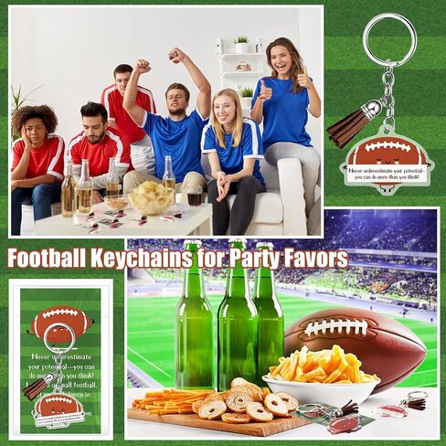 25 Sets Football Keychains Gifts Bulk Inspirational Acrylic Rugby Sports Keychains with Motivational Cards Christmas Goodie Bags Stuffers for Football Theme Party Favor Classroom Rewards in Saudi Arabia