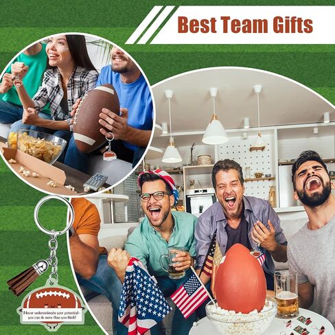 25 Sets Football Keychains Gifts Bulk Inspirational Acrylic Rugby Sports Keychains with Motivational Cards Christmas Goodie Bags Stuffers for Football Theme Party Favor Classroom Rewards in Saudi Arabia