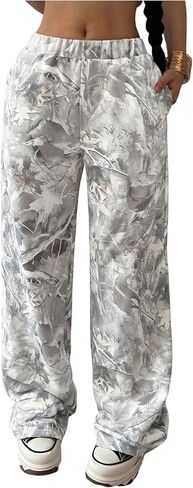 MakeMeChic Girl's Camo Sweatpants Elastic Waist Wide Leg Baggy Pants in Kuwait