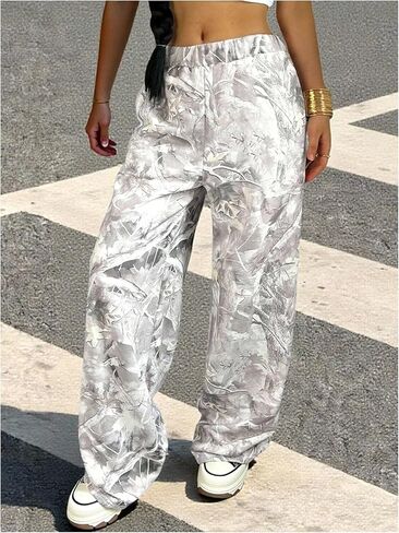MakeMeChic Girl's Camo Sweatpants Elastic Waist Wide Leg Baggy Pants in Kuwait