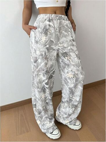 MakeMeChic Girl's Camo Sweatpants Elastic Waist Wide Leg Baggy Pants in Kuwait