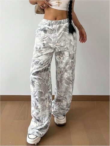MakeMeChic Girl's Camo Sweatpants Elastic Waist Wide Leg Baggy Pants in Kuwait