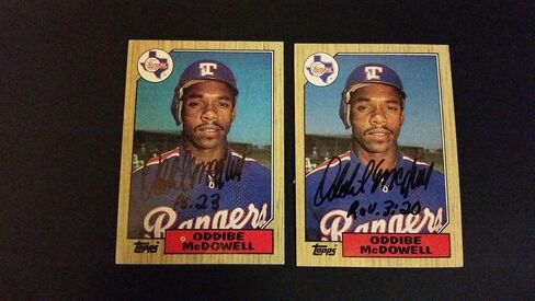 Oddibe McDowell Rangers 1987 Topps #95 Braves Ink Signed Auth Auto JA15 - بطاقات بيسبول موقعة in Saudi Arabia