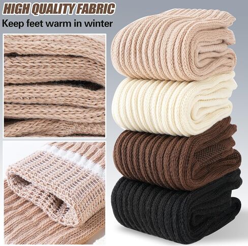 Sandsuced Pilates Slouch Socks with Grips Non Slip Yoga Socks Winter Warm Cozy Scrunch Boot Crew Slipper 4 Pairs for Women in Saudi Arabia