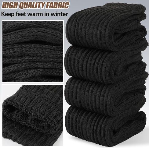 Sandsuced Pilates Slouch Socks with Grips Non Slip Yoga Socks Winter Warm Cozy Scrunch Boot Crew Slipper 4 Pairs for Women in Saudi Arabia