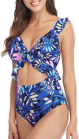 Women's Ruffle One Piece Swimsuits Strappy Monokinis Swimwear Bathing Suits in Saudi Arabia
