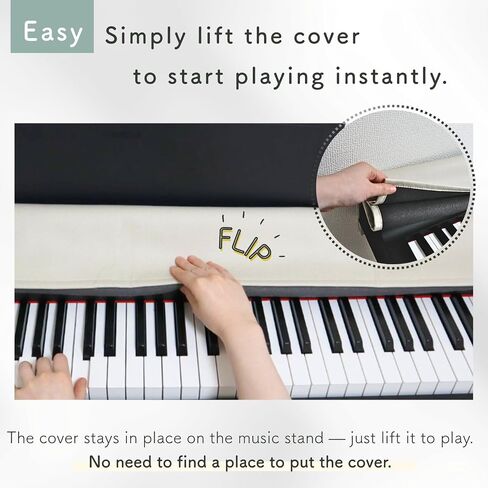 [Mifamire Music] PiuColor Digital Piano Keyboard Cover for 88 Keys, Washable & Dustproof, Blends with Your Room, Music Stand Compatible, Japanese Design (Smoky Black) in Saudi Arabia