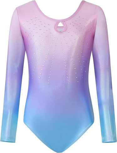 Gymnastics Leotards for Girls Long Sleeve Kids Tumbling Gymnastic Outfit Clothes with Shorts Storage Bag in Saudi Arabia