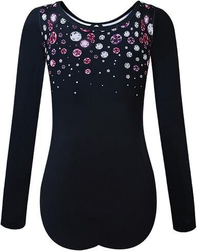 Gymnastics Leotards for Girls Long Sleeve Kids Tumbling Gymnastic Outfit Clothes with Shorts Storage Bag in Saudi Arabia