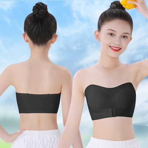 Teen Girls Strapless Bandeau Bra 2 Pack Seamless Underwear Breathable Bras Bralettes for 10-18 Years in Saudi Arabia