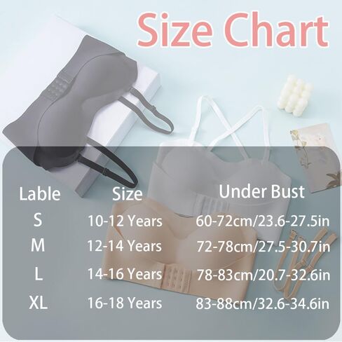 Teen Girls Strapless Bandeau Bra 2 Pack Seamless Underwear Breathable Bras Bralettes for 10-18 Years in Saudi Arabia