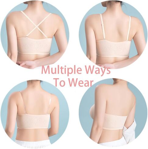 Teen Girls Strapless Bandeau Bra 2 Pack Seamless Underwear Breathable Bras Bralettes for 10-18 Years in Saudi Arabia
