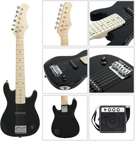 30" Beginner Electric Guitar with 5W Amp and Accessories Pack Guitar Bag for Kids/Girls/Boys/Beginners (Black) in Saudi Arabia