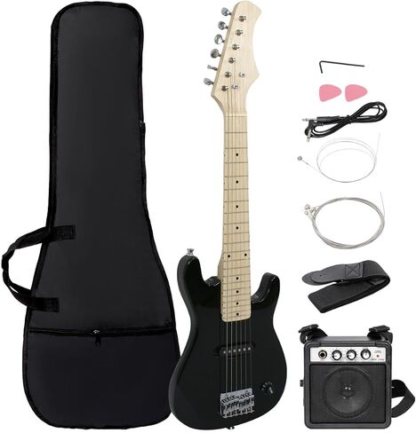 30" Beginner Electric Guitar with 5W Amp and Accessories Pack Guitar Bag for Kids/Girls/Boys/Beginners (Black) in Saudi Arabia