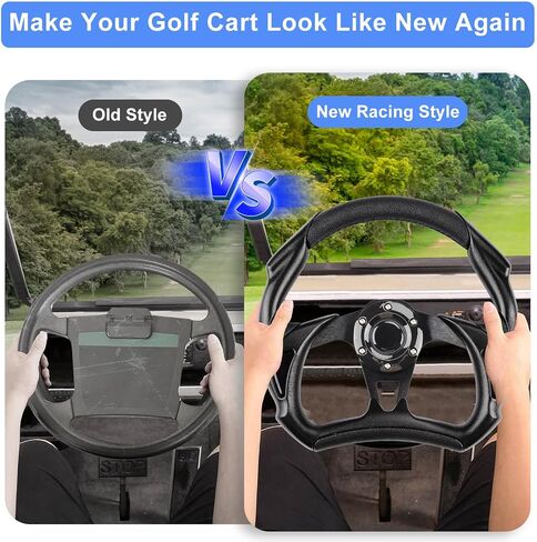 Golf Cart Steering Wheel, Fit EZGO TXT RXV, Club Car DS Precedent Tempo, Yamaha G2-G29 Most Golf Cart, Universal Golf steering Wheel, Ergonomic Design, D Shape Design in Saudi Arabia
