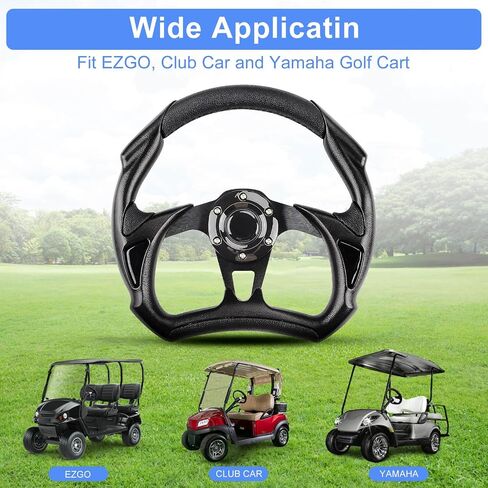 Golf Cart Steering Wheel, Fit EZGO TXT RXV, Club Car DS Precedent Tempo, Yamaha G2-G29 Most Golf Cart, Universal Golf steering Wheel, Ergonomic Design, D Shape Design in Saudi Arabia