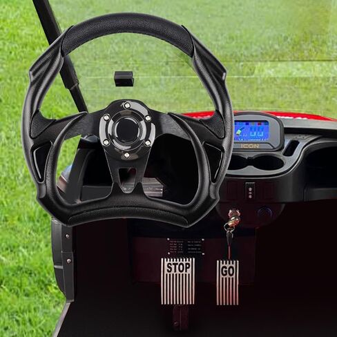 Golf Cart Steering Wheel, Fit EZGO TXT RXV, Club Car DS Precedent Tempo, Yamaha G2-G29 Most Golf Cart, Universal Golf steering Wheel, Ergonomic Design, D Shape Design in Saudi Arabia