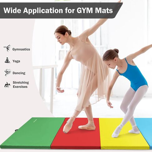 Fitvids Folding Exercise Aerobics Mat, 4'x10'x3" Extra Thick High Density Anti Tear Gymnastics Gym Folding Exercise Aerobics Mats for MMA, Stretching, Cheerleading Martial Arts, Gymnastic, Blue in Saudi Arabia