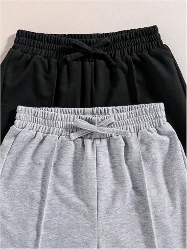 Girl's Seaming Straight Leg Track Pants Bowknot Elastic Waist Long Pants 2 Packs in Saudi Arabia