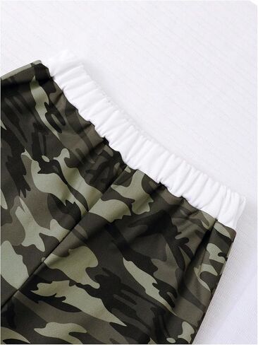 OYOANGLE Girl's Camo Wide Leg Sweatpants Elastic Waist Workout Sweat Pants Streetwear in Saudi Arabia