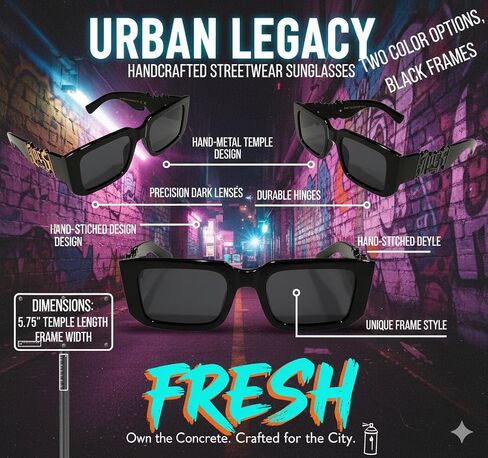 Street Legend Sunglasses Thick Frame Square Shades Unisex Classic Lowrider Cholo Style Black Frame Streetwear in Saudi Arabia
