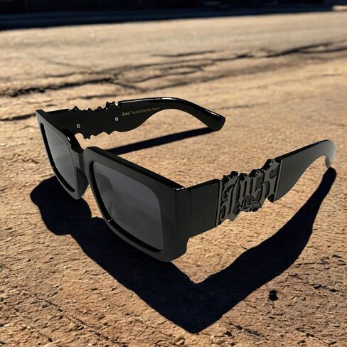 Street Legend Sunglasses Thick Frame Square Shades Unisex Classic Lowrider Cholo Style Black Frame Streetwear in Saudi Arabia