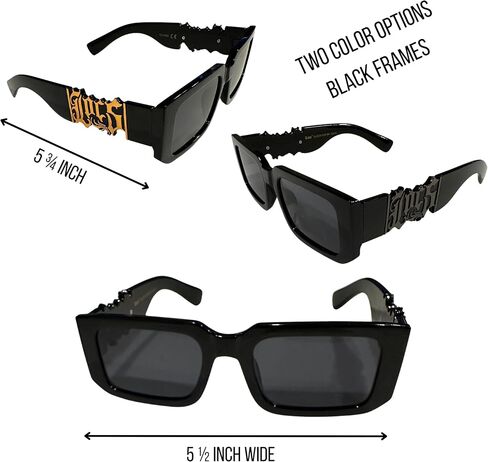 Street Legend Sunglasses Thick Frame Square Shades Unisex Classic Lowrider Cholo Style Black Frame Streetwear in Saudi Arabia