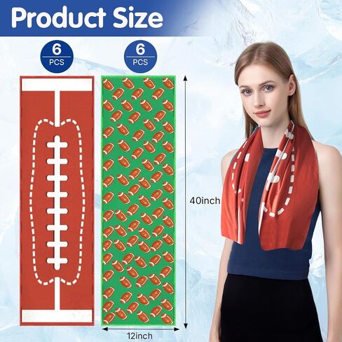 OPSO Football Cooling Towel Set, 40 x 12 inches, 12 Pack, Microfiber Sports Towels for Baseball, Soccer, Golf LCE Towel Microfiber Sports Towels for Player (Football 3) in Kuwait