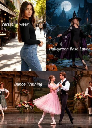 ثوب رقص باليه أسود للنساء مع لباس ضيق للرقص بأكمام طويلة، مقاس S-XXL للبالغين in Kuwait