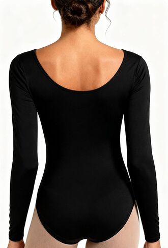 ثوب رقص باليه أسود للنساء مع لباس ضيق للرقص بأكمام طويلة، مقاس S-XXL للبالغين in Kuwait