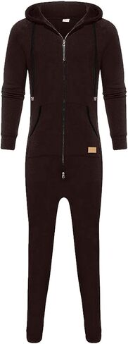 Black Jumpsuit Plus Size Men's Hooded Jumpsuit Zip Up Fleece Romper Playsuit Jogger Sweatsuit Overall Romper in Saudi Arabia