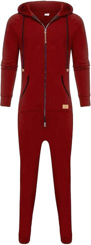 Black Jumpsuit Plus Size Men's Hooded Jumpsuit Zip Up Fleece Romper Playsuit Jogger Sweatsuit Overall Romper in Saudi Arabia
