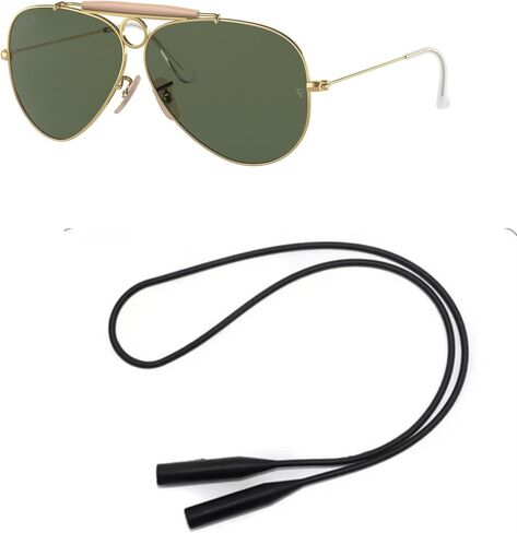 Ray-Ban RB3138 Sunglasses Bundle: RB 3138 SHOOTER W3401 Shooter Arista G-15 Green and Universal Anti-slip Silicone Leash in Kuwait