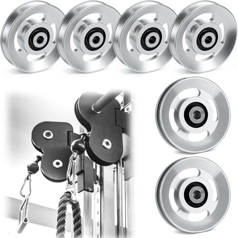 Soulchen Aluminum Pulleys for Cable Machine Set, 90mm Aluminum Alloy Bearing Gym Pulley Wheel for Home Gym Equipment Exercise Machine Pulldown Attachments in Saudi Arabia