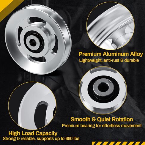 Soulchen Aluminum Pulleys for Cable Machine Set, 90mm Aluminum Alloy Bearing Gym Pulley Wheel for Home Gym Equipment Exercise Machine Pulldown Attachments in Saudi Arabia