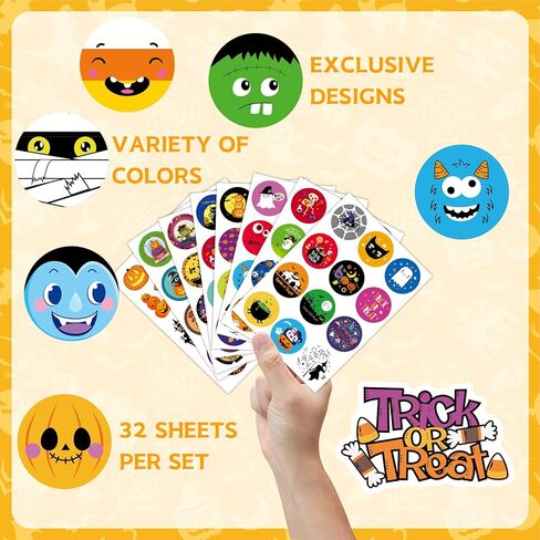 Halloween Stickers for Kids 408PCS Halloween Sticker Bulk Round Cute Pumpkin Stickers for Kids Envelope in Kuwait