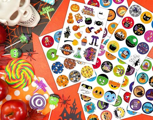 Halloween Stickers for Kids 408PCS Halloween Sticker Bulk Round Cute Pumpkin Stickers for Kids Envelope in Kuwait