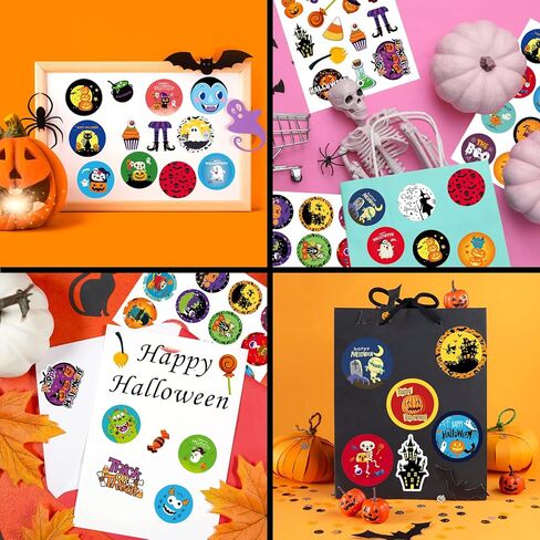 Halloween Stickers for Kids 408PCS Halloween Sticker Bulk Round Cute Pumpkin Stickers for Kids Envelope in Kuwait