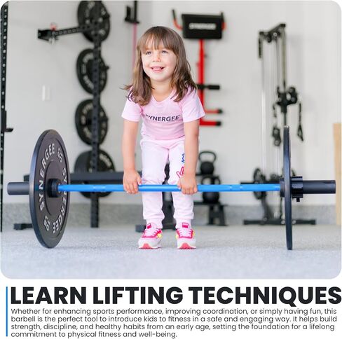 بار رفع الأثقال للأطفال من Synergee Kids بوزن 5 رطل بأكمام 2 بوصة. شريط تدريب للمبتدئين للأولاد والبنات. تدريب اللياقة البدنية والقوة للشباب - متوفر باللون البرتقالي أو الأزرق أو الوردي. in Kuwait
