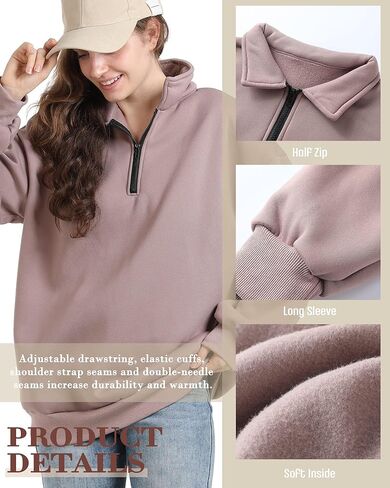 2 Pack Quarter Zip Pullover Women Fleece Half Zip Oversized Sweatshirts Long Sleeve Shirts Fall Clothes in Saudi Arabia