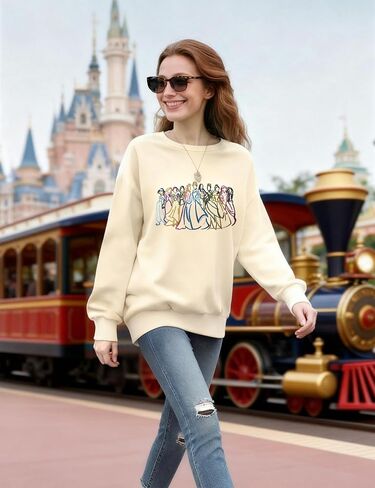 Magical Sweatshirt Women Magic Embroidered Princess Sweatshirts Cute Family Vacation Shirt Crewneck Long Sleeve Top in Saudi Arabia