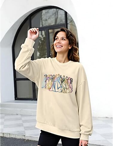 Magical Sweatshirt Women Magic Embroidered Princess Sweatshirts Cute Family Vacation Shirt Crewneck Long Sleeve Top in Saudi Arabia