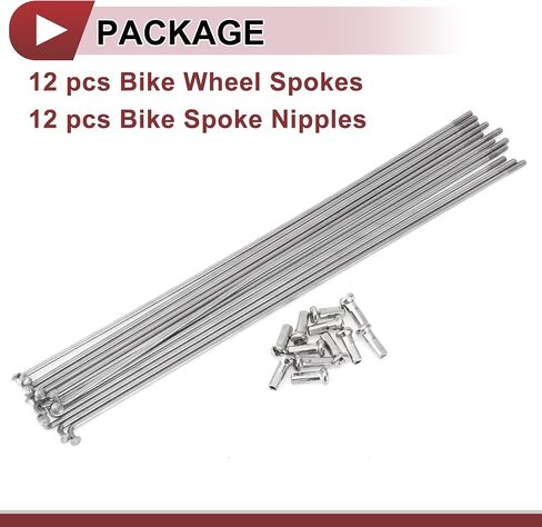 12 Set 14G Bicycle Spokes 191mm Bike Wheel Spokes 304 Stainless Steel Silver Tone in Saudi Arabia