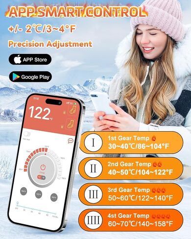 Heated Socks - 6000mAh Rechargeable Heated Socks for Men Women - Up to 10 Hours - APP-Controlled Electric Socks - 4 Heating Settings - Washable Winter Foot Warmer Socks in Saudi Arabia