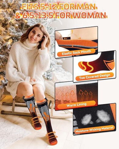 Heated Socks - 6000mAh Rechargeable Heated Socks for Men Women - Up to 10 Hours - APP-Controlled Electric Socks - 4 Heating Settings - Washable Winter Foot Warmer Socks in Saudi Arabia