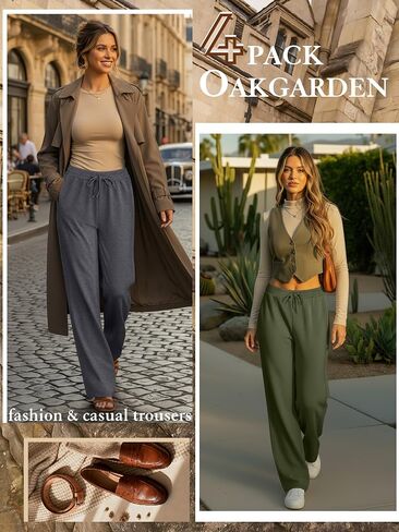 4 Pack Women's Lounge Pants, Comfy Wide Leg Yoga Pants High Waisted Drawstring Baggy Sweatpants with Pockets in Saudi Arabia