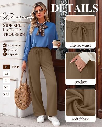4 Pack Women's Lounge Pants, Comfy Wide Leg Yoga Pants High Waisted Drawstring Baggy Sweatpants with Pockets in Saudi Arabia