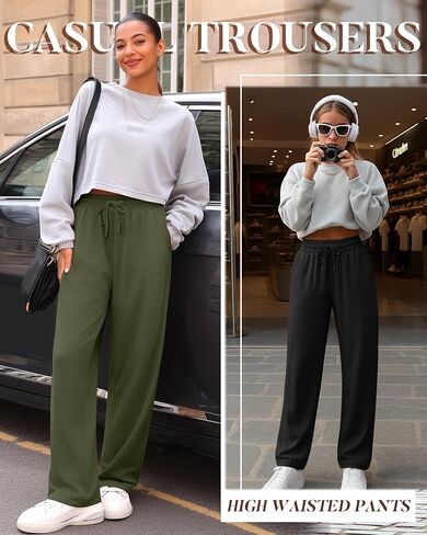 4 Pack Women's Lounge Pants, Comfy Wide Leg Yoga Pants High Waisted Drawstring Baggy Sweatpants with Pockets in Saudi Arabia