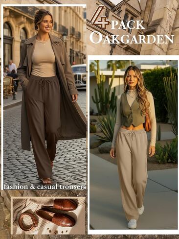 4 Pack Women's Lounge Pants, Comfy Wide Leg Yoga Pants High Waisted Drawstring Baggy Sweatpants with Pockets in Saudi Arabia