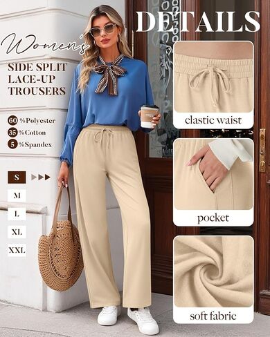 4 Pack Women's Lounge Pants, Comfy Wide Leg Yoga Pants High Waisted Drawstring Baggy Sweatpants with Pockets in Saudi Arabia